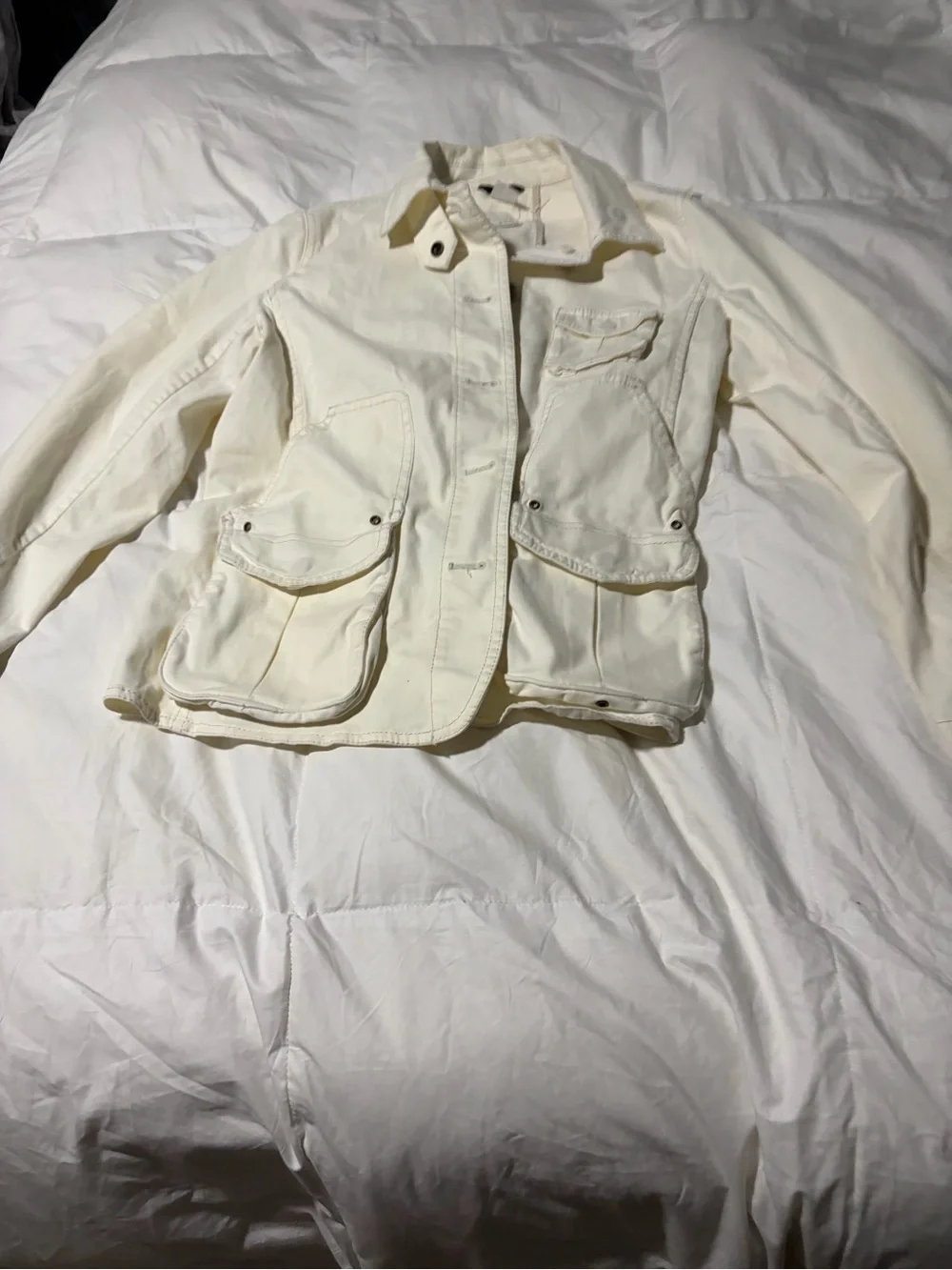 J. Crew Cream Utility Jacket with Patch Pockets